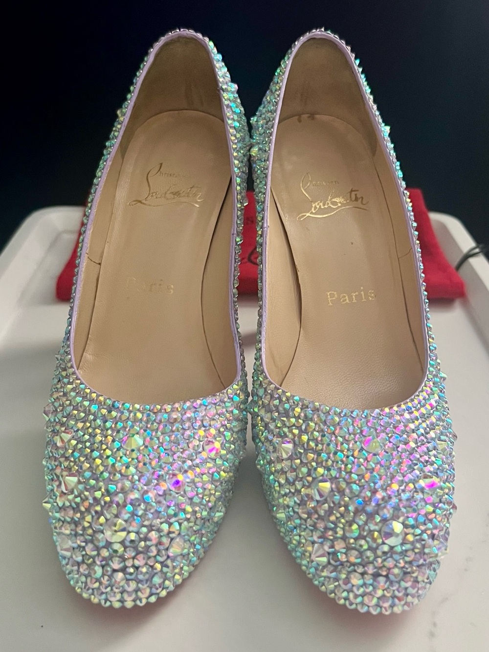 Christian Louboutin Swarovski Crystal Strass Heels Lilac Light Purple Size 36
